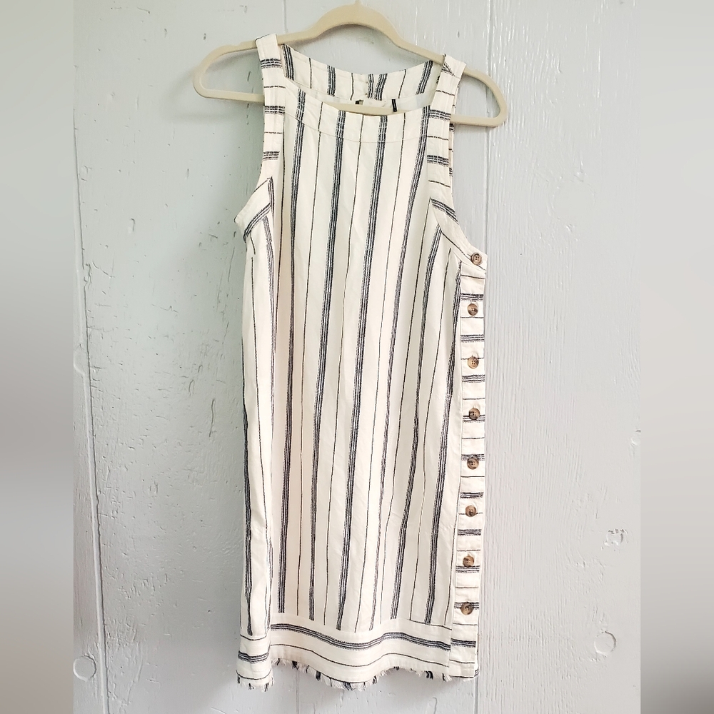 Anthropologie Akemi +Kin Claudia Navy and Cream Striped Dress Size 8